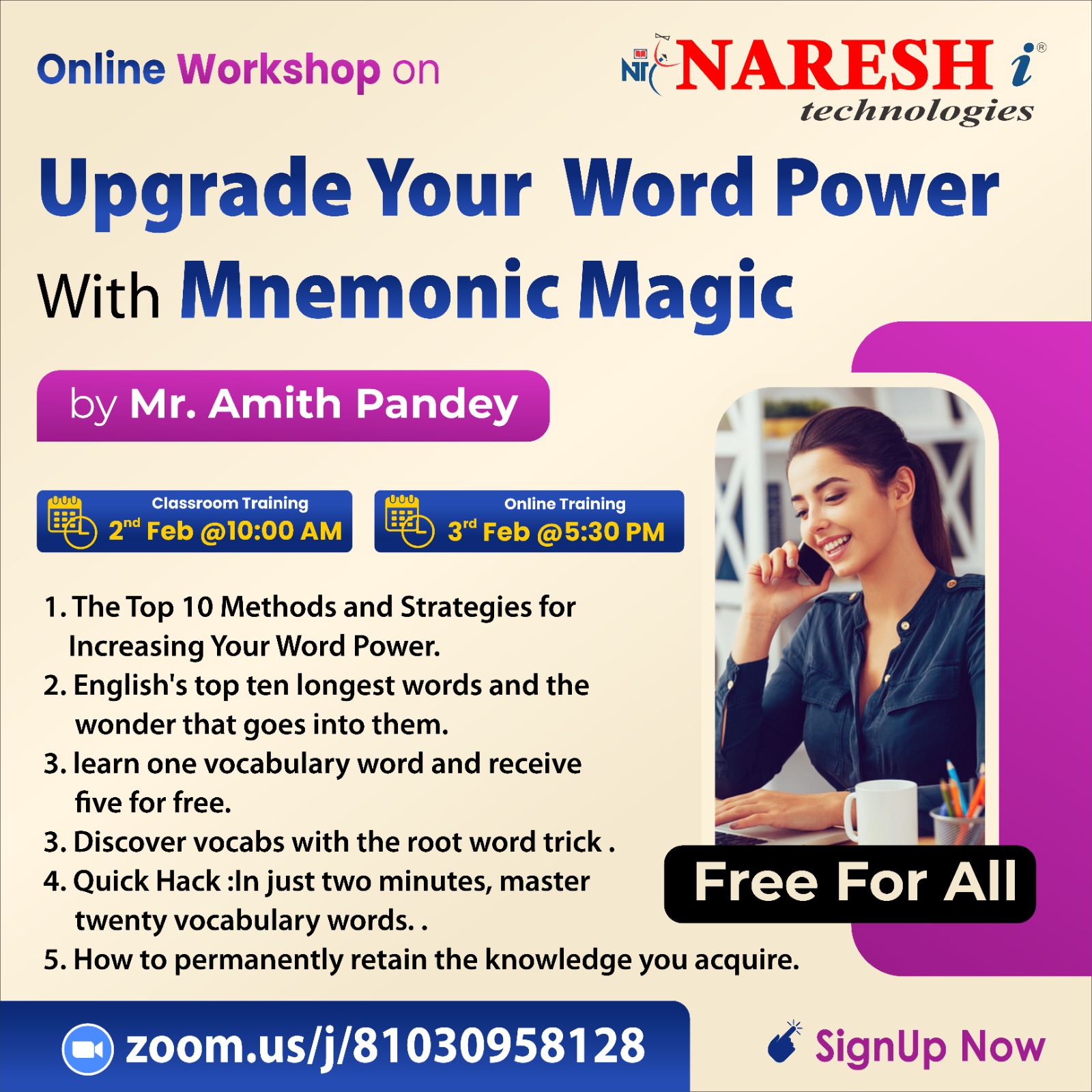 Spoken English Free workshop at NareshIT in Hyderabad, Online Event