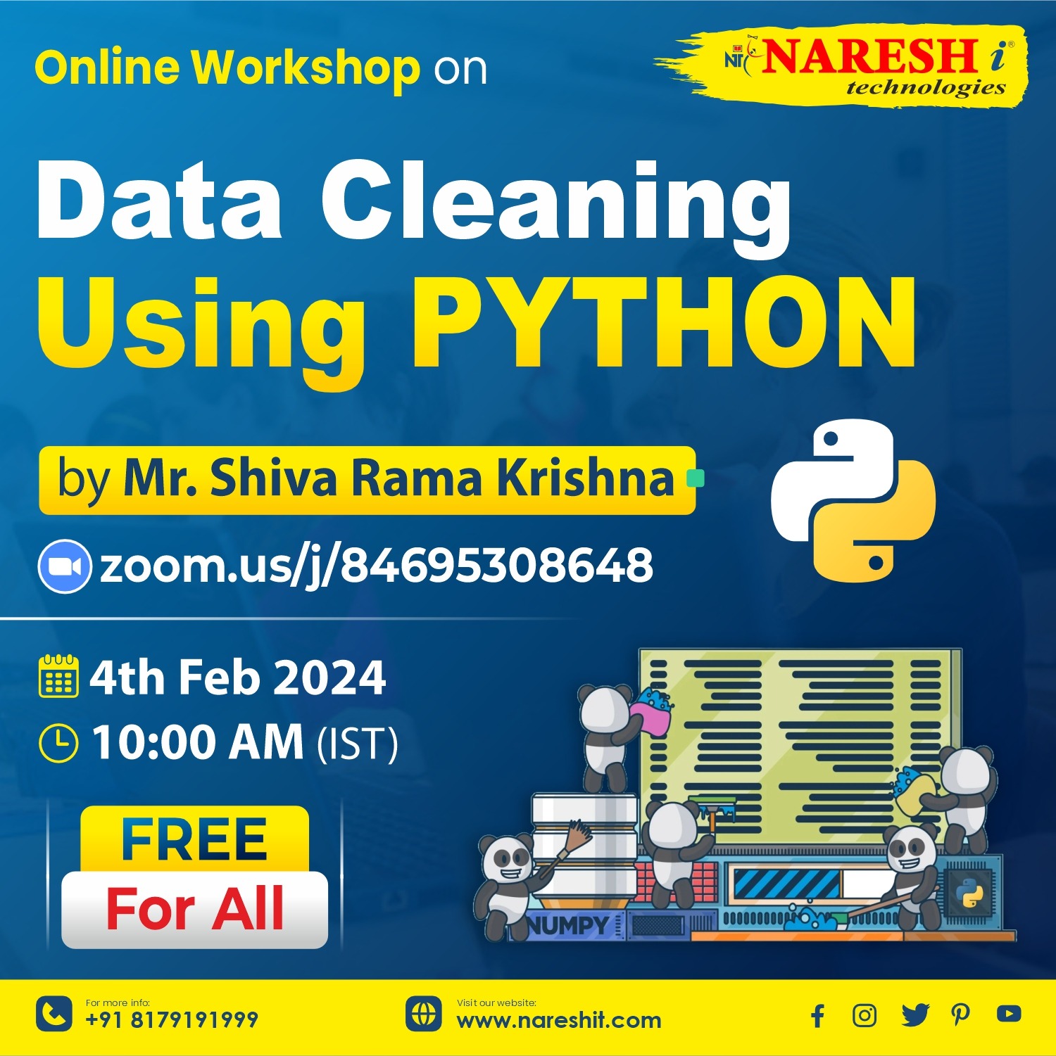 Data Cleaning using Python Free workshop at NareshIT, Online Event