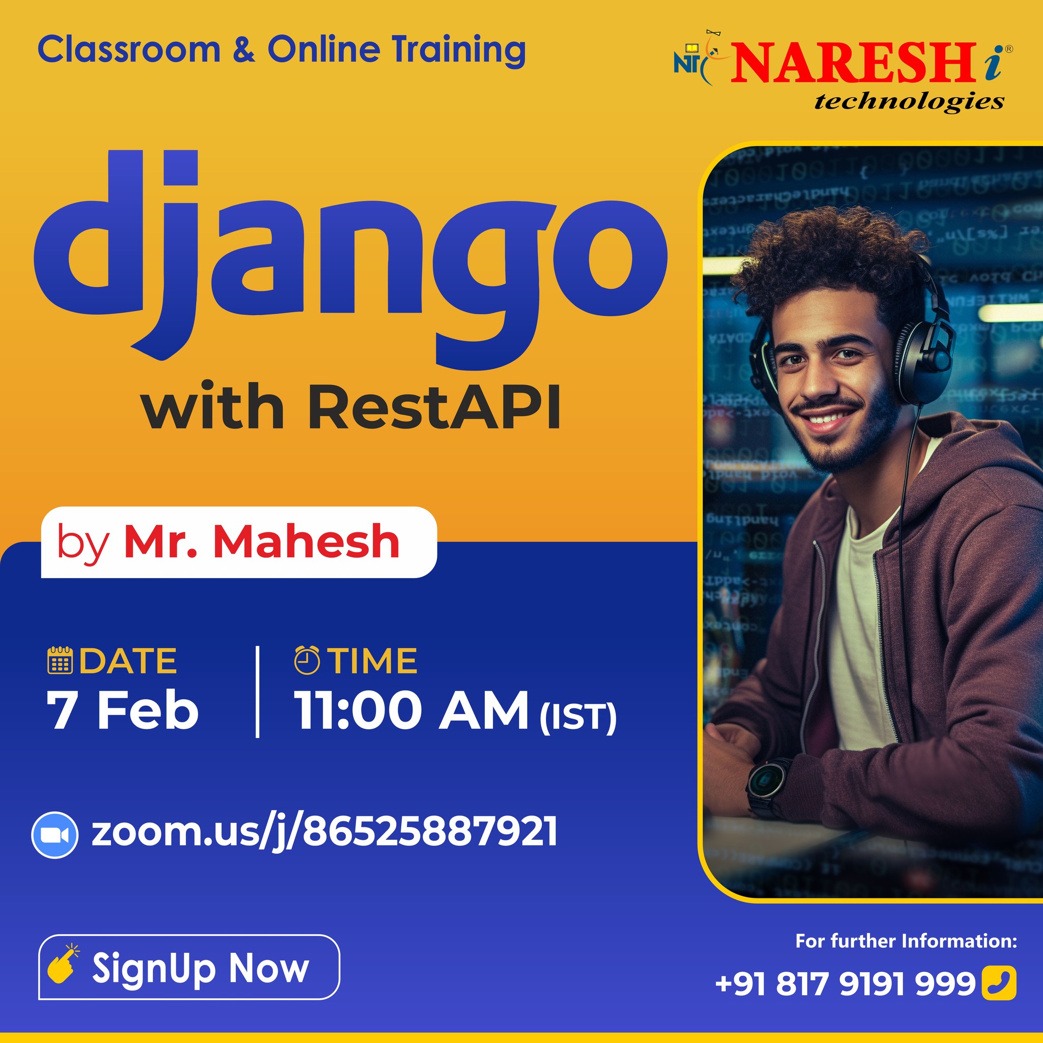 Free Demo's on Django Online Course in Hyderabad - NareshIT, Online Event