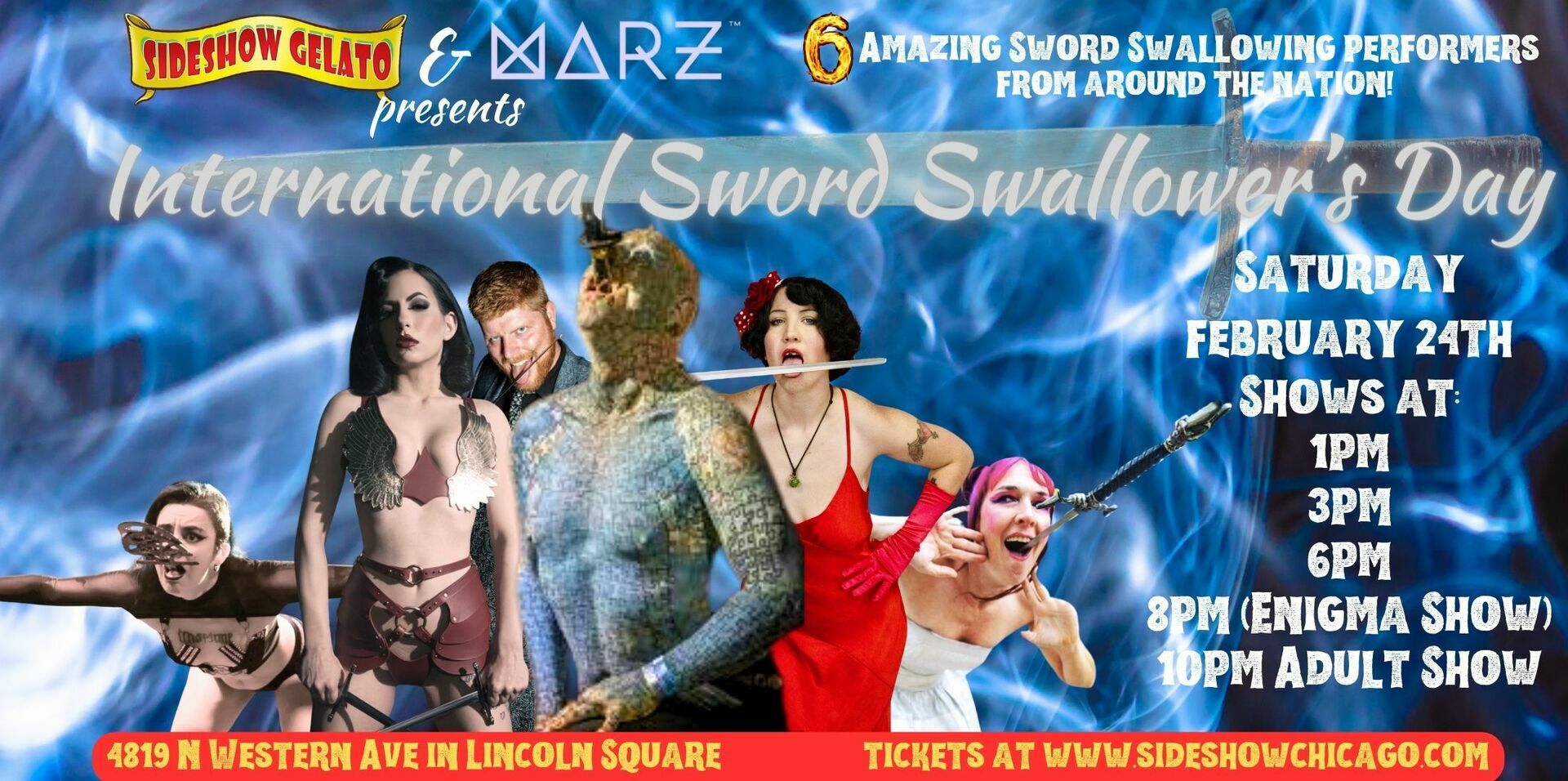 SIDESHOW GELATO and MARZ BREWING presents INTERNATIONAL SWORD SWALLOWERS DAY!, Chicago, Illinois, United States