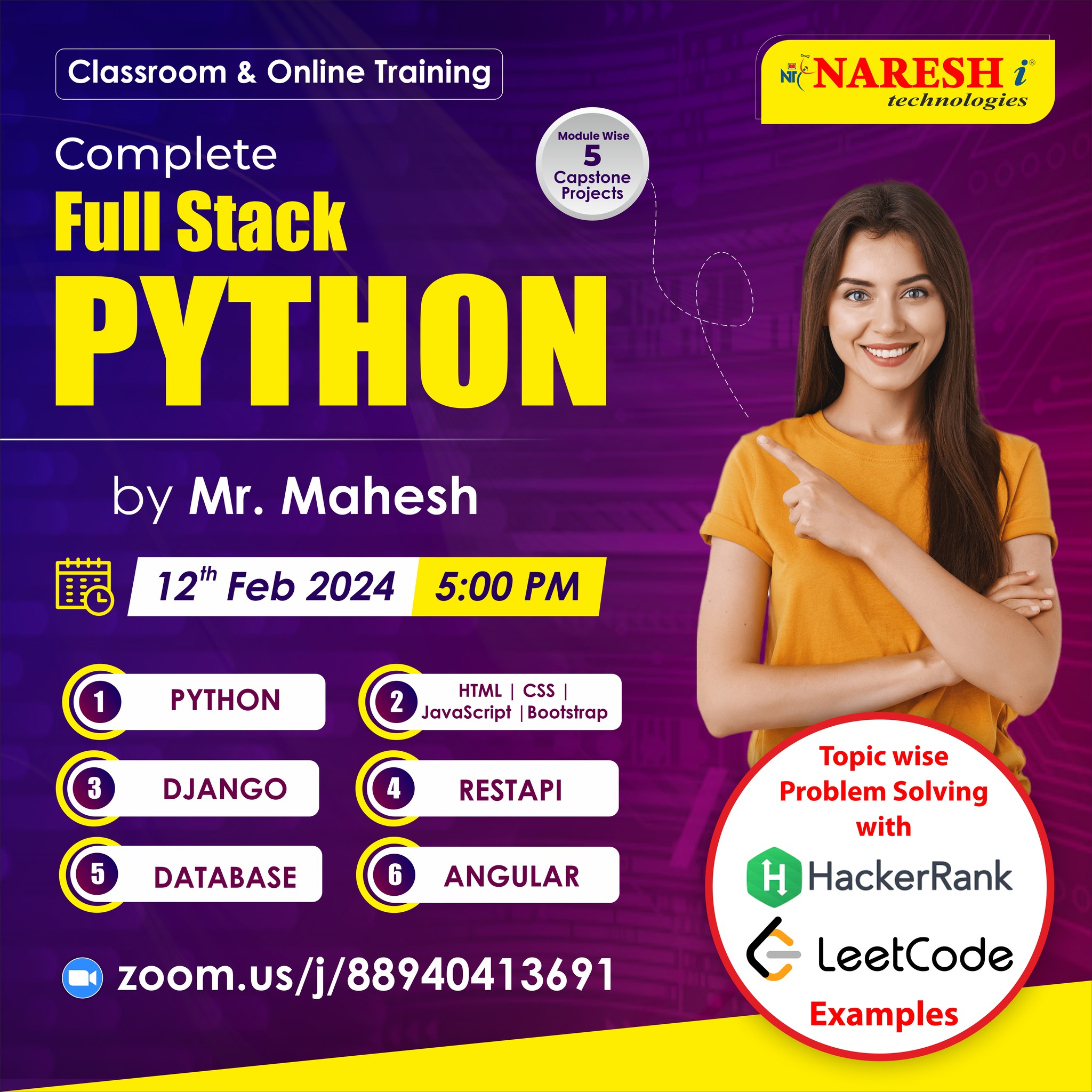 Attend Free Demo On Full Stack Python by Mr.Mahesh, Online Event