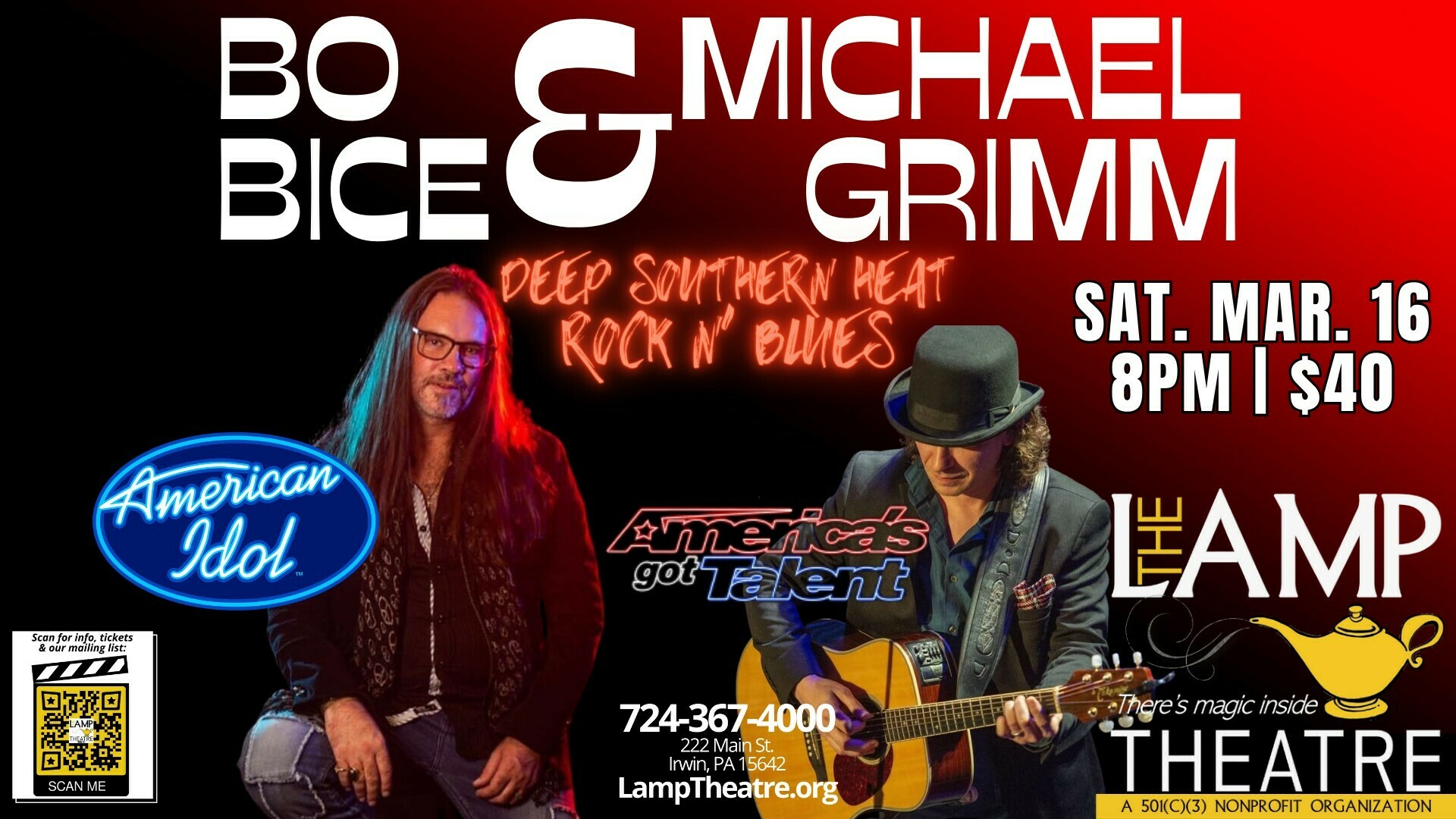 Bo Bice and Michael Grimm: Deep Southern Heat Rock N' Blues, Irwin, Pennsylvania, United States