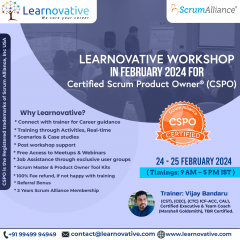 Certified Scrum Product Owner (CSPO) Online Training on 24 - 25 february 2024 | CSPO Training | CSPO Course | CSPO Training In Hyderabad | Learnovative