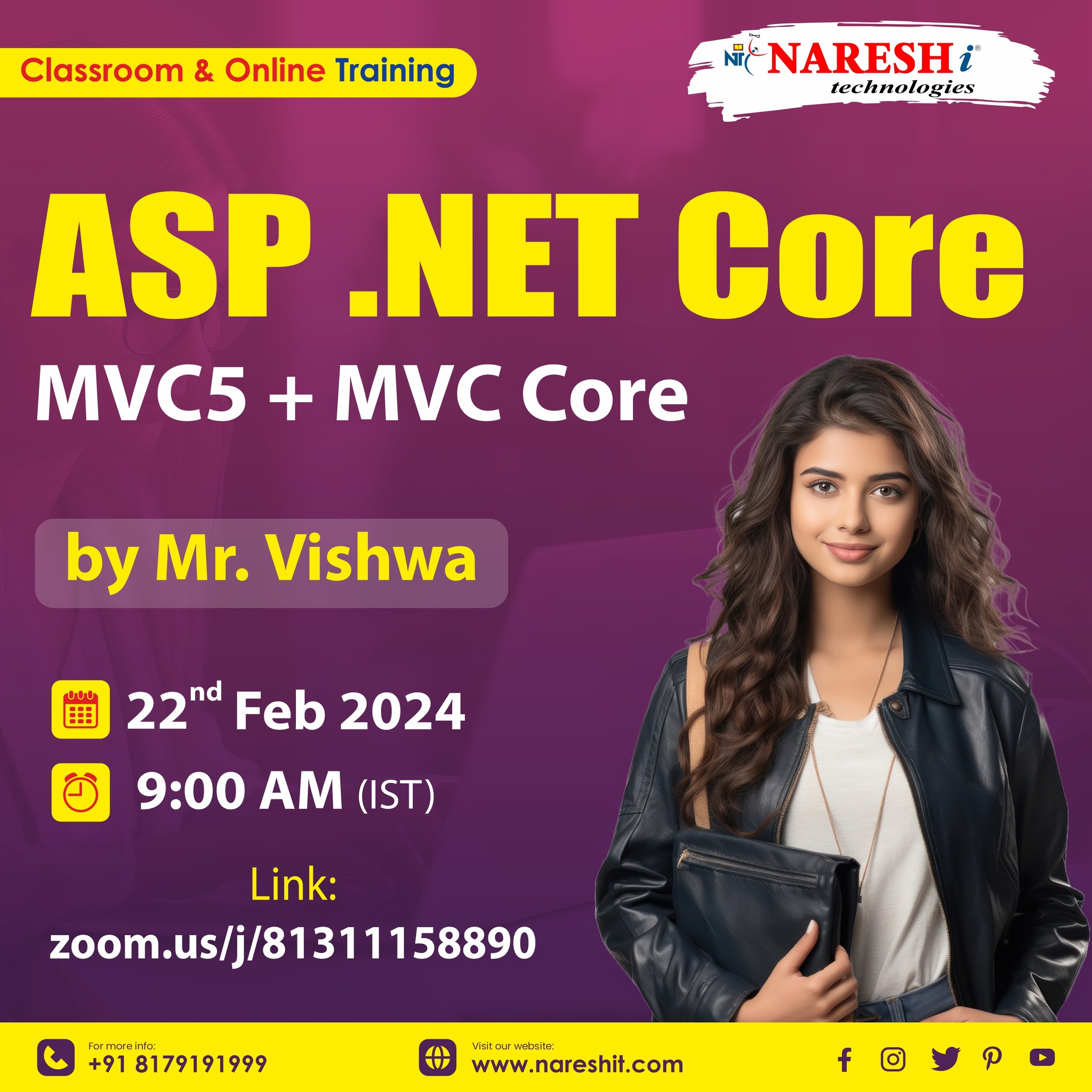 Best Asp Dot Net Core Training  Institute In Hyderabad 2024 | NareshIT, Online Event