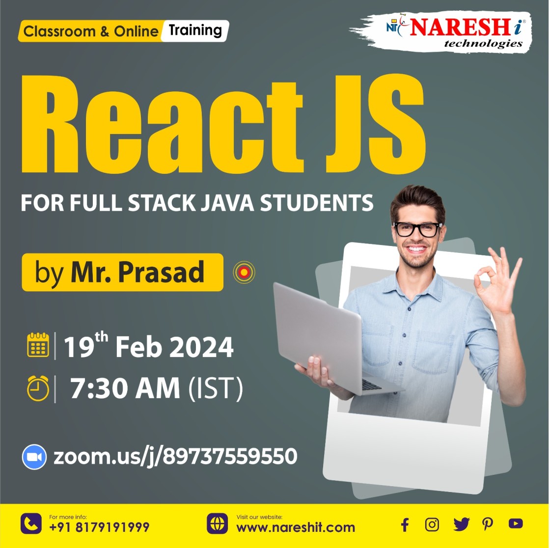 Best React JS Training Institute In Hyderabad 2024 |NareshIT, Online Event