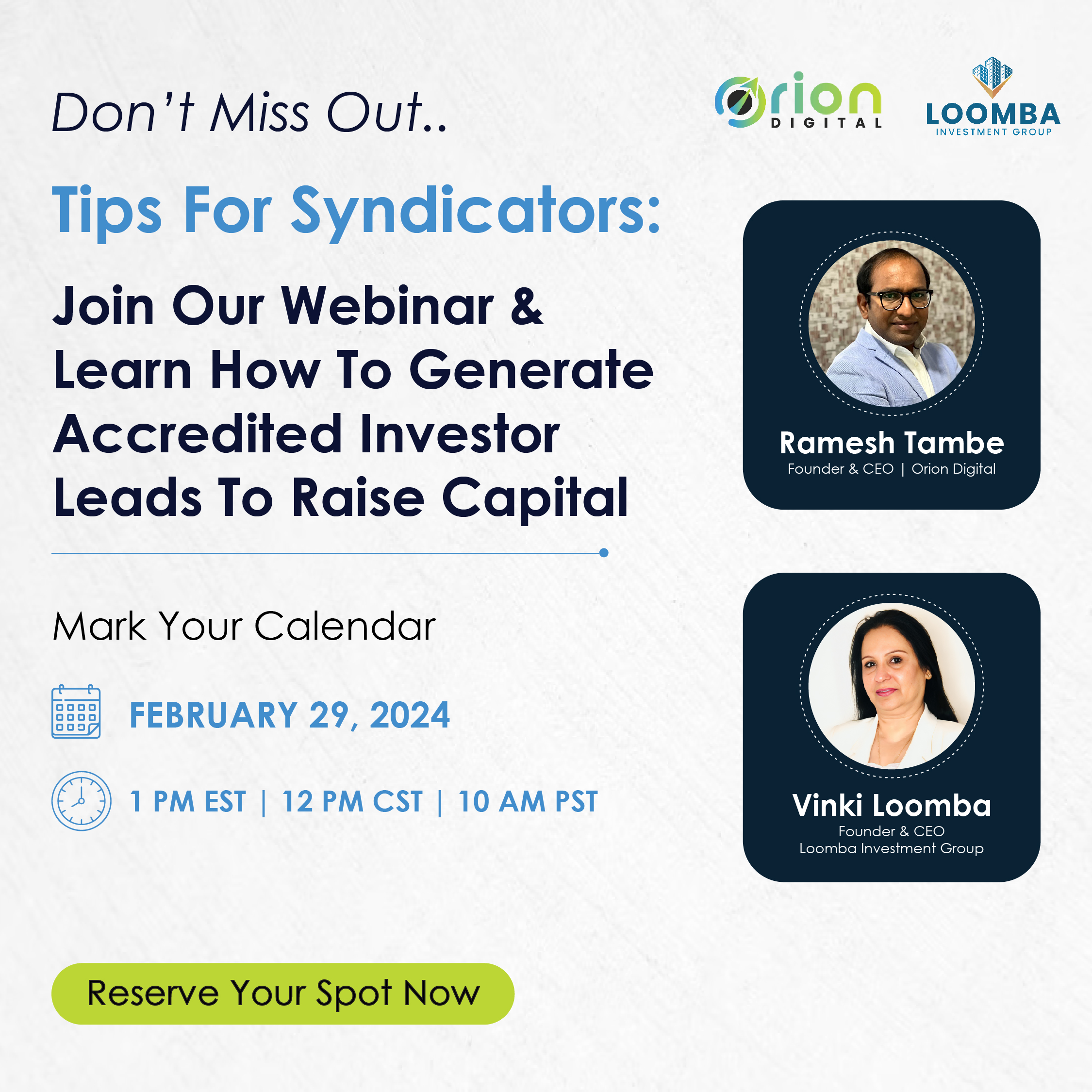 How To Generate Accredited Investor Leads To Raise Capital for Syndication, Online Event