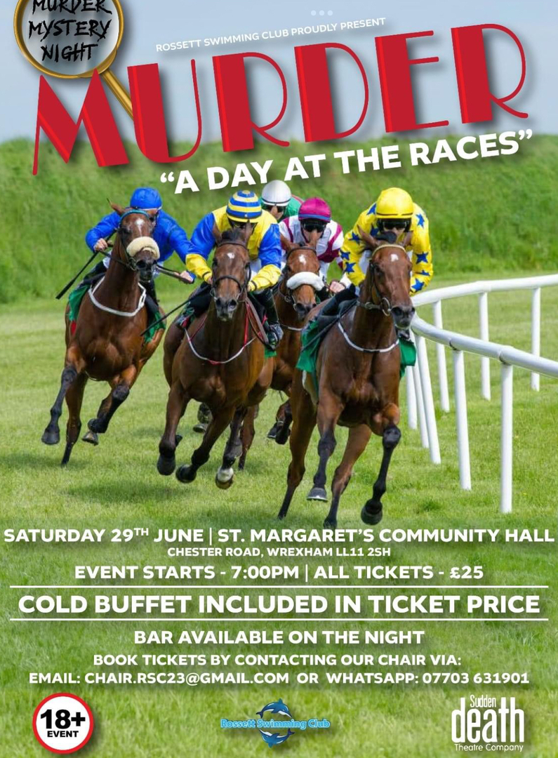 Murder at the Races Theatre show Fundraising Evening 2 course buffet included as well as Bar, Wrexham, Wales, United Kingdom