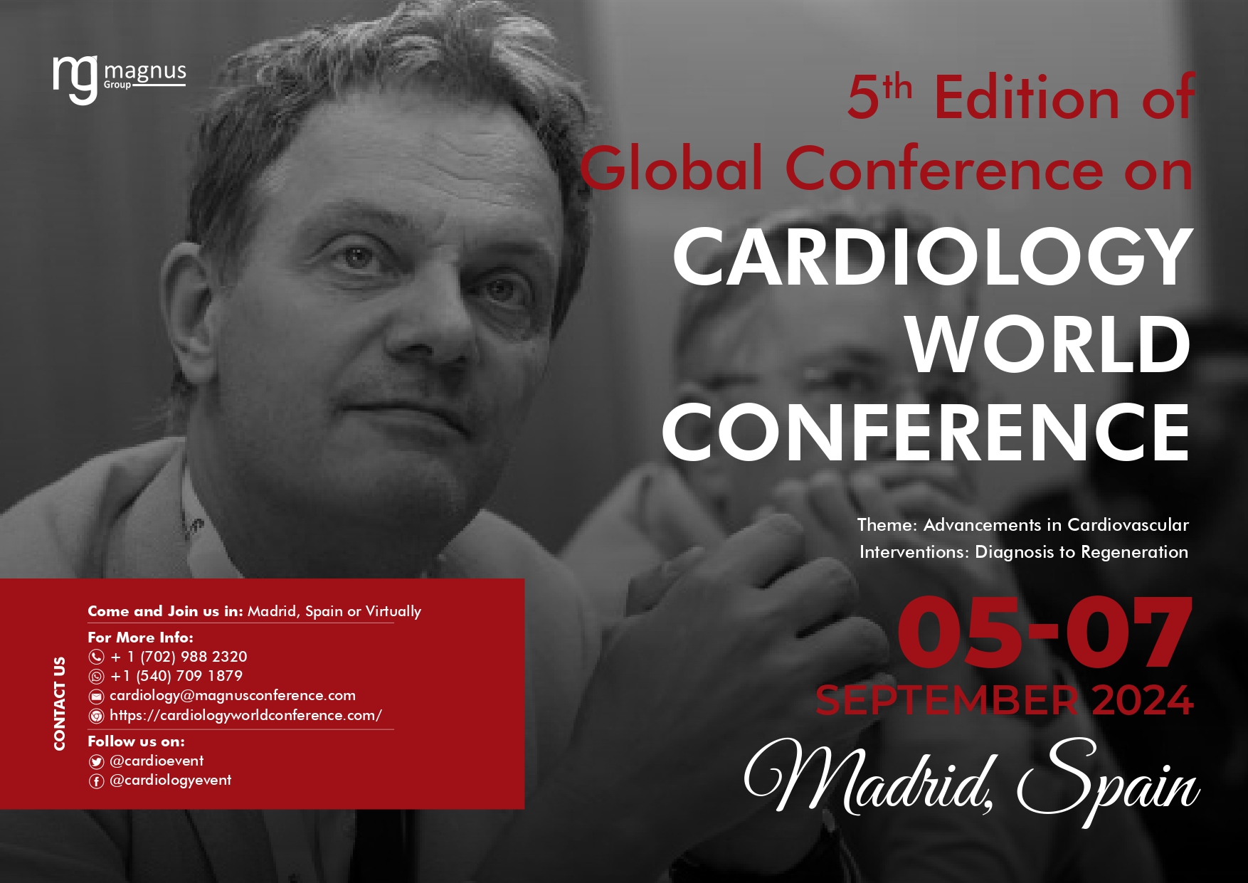5th edition of Cardiology World Conference, Rafaelhoteles Atocha C. de Méndez Álvaro, 30, 2804,Spain
