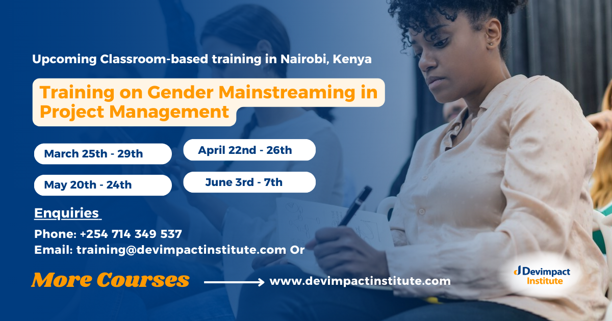 Training on Gender Mainstreaming in Project Management, Devimpact Institute, Nairobi, Kenya