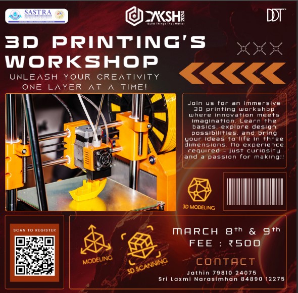 3D Printing Workshop, Thanjavur, Tamil Nadu, India