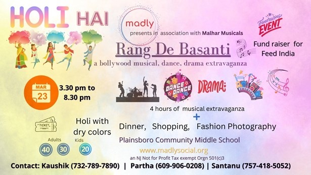 Rang de basanti - Celebrate Holi + Musical evening + Dinner 2024, Passaic, New Jersey, United States
