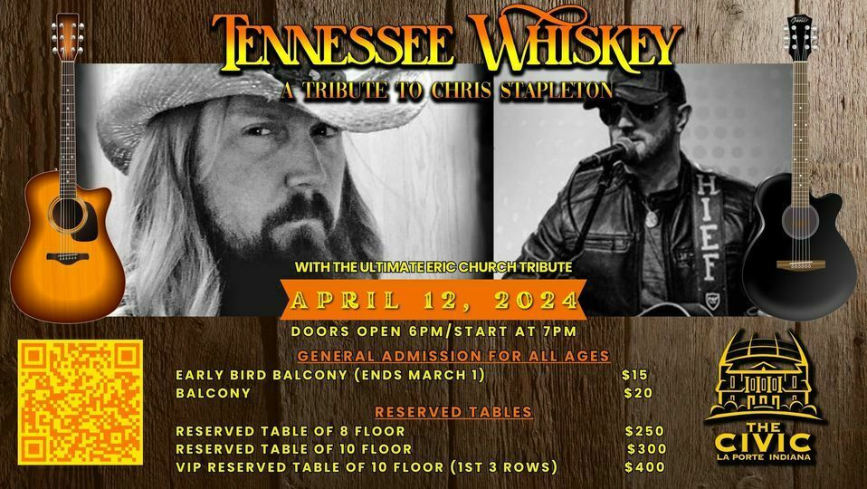 Tennesse Whiskey: A tribute to Chris Stapleton with Erc Church Tribute, La Porte, Indiana, United States