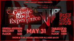 The Classic Rock Experience and JUMP(Van Halen Tribute) at the La Porte Civic Auditorium