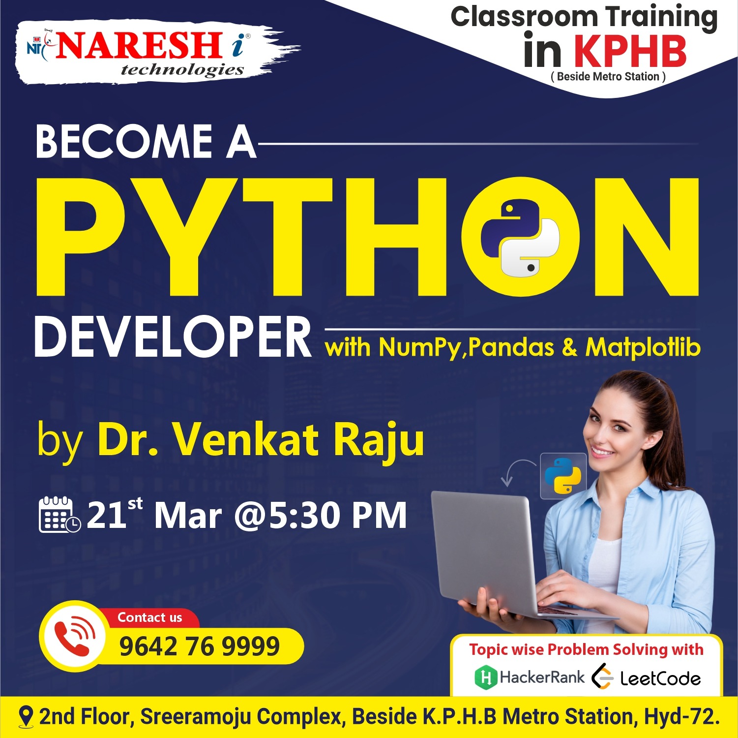 Best Python Developer Classroom Training Institute In KPHB 2024 | NareshIT, Online Event