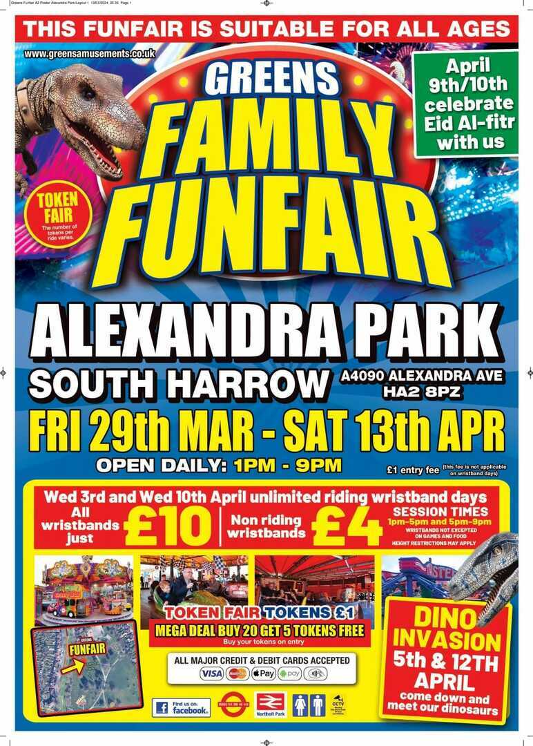 South Harrow Fun Fair | Alexandra Park. Alexandra Ava. Ha2 8pz | 29th March to 13th April, Harrow, England, United Kingdom