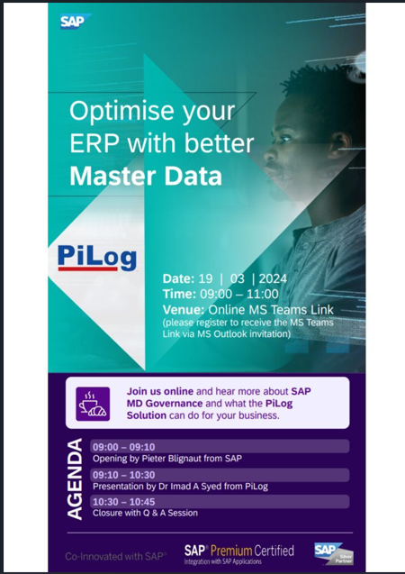 Optimize ERP with better "Master Data" with PiLog, Online Event