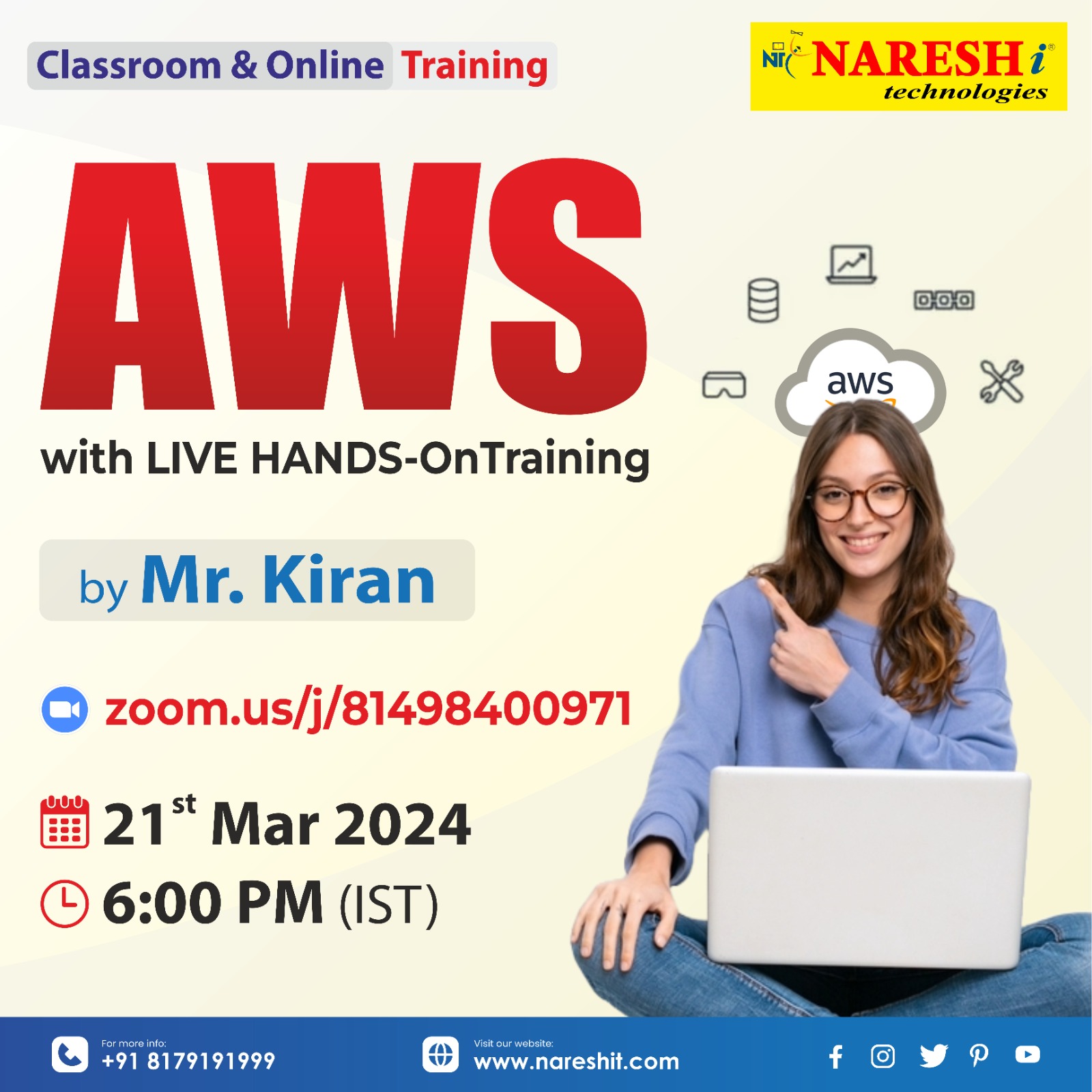 Best Course AWS by Mr. Kiran Online Training in NareshIT - 8179191999, Online Event