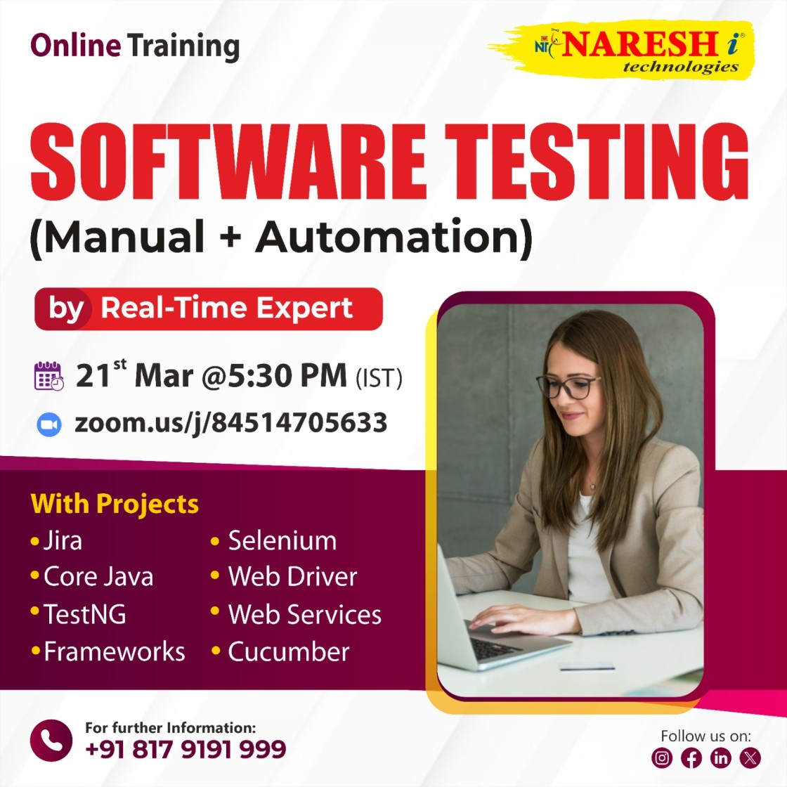 Best Software Testing Online Training Institute In Hyderabad 2024 NareshIT, Online Event