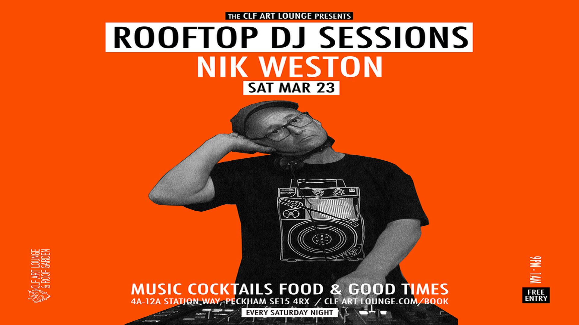 Saturday Night Rooftop Session with DJ Nik Weston, Free Entry, London, England, United Kingdom