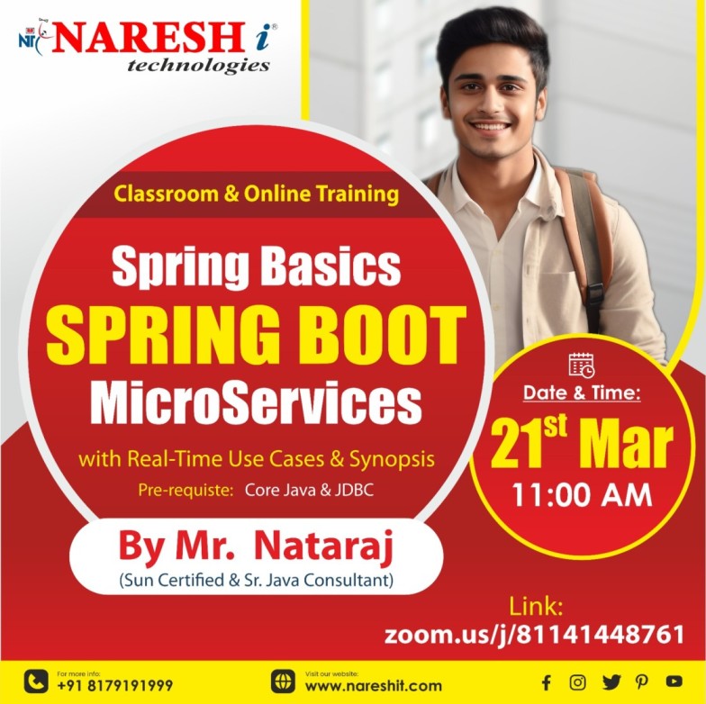 Best Spring Boot Classroom Training Institute In Hyderabad 2024 | NareshIT, Online Event