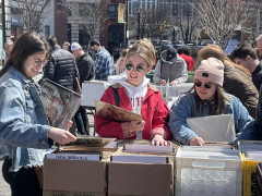 The Jersey City Record Riot! Outdoors on the Grove Street PATH Plaza, Sat April 6th. Vinyl heaven!