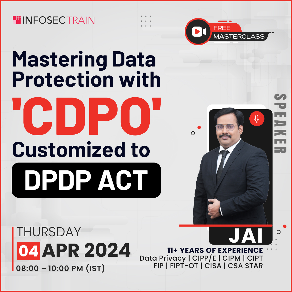 Free session for "Mastering Data Protection with ‘CDPO’ Customized to DPDP Act", Online Event