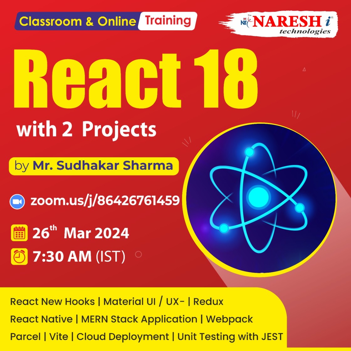 Best React JS Course Online Training Institute In Hyderabad 2024 | NareshIT, Online Event