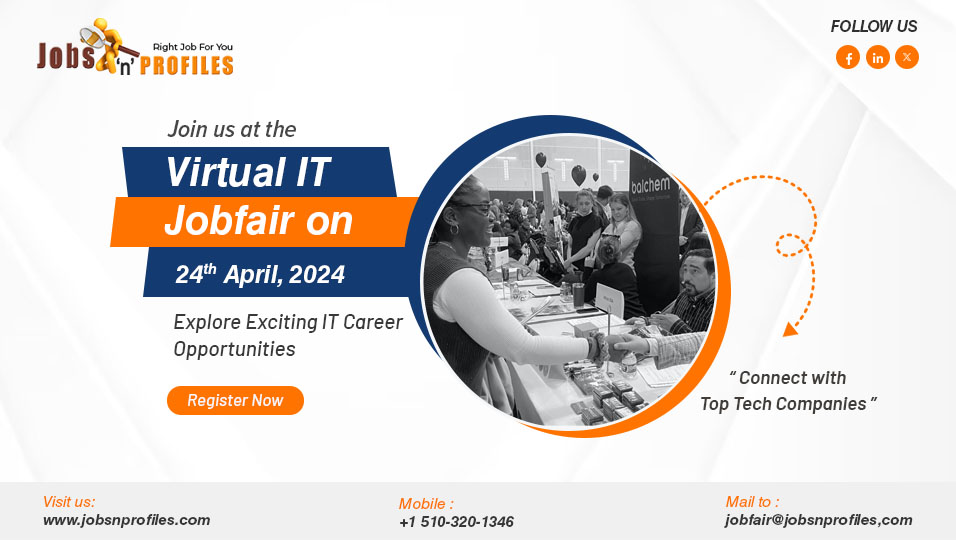 Virtual IT Job Fair by Jobsnprofiles.com on April 24 2024, Online Event