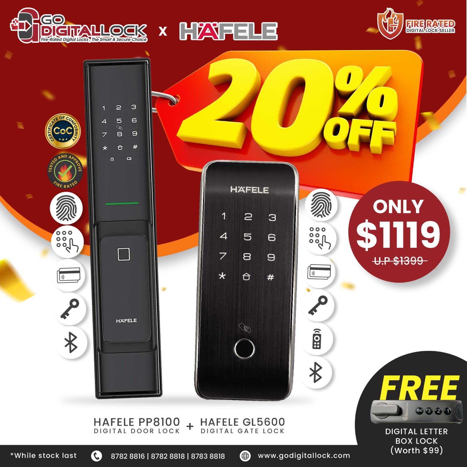 Exclusive Offer: Save 20% on Hafele Fire Rated Digital Door & Gate Lock Combo!, Singapore, South West, Singapore