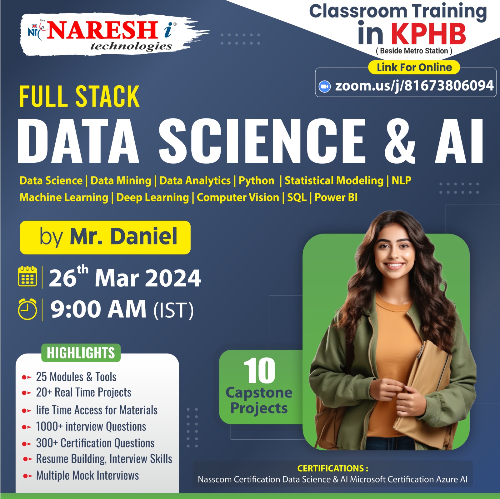 Data Science Software Training Institute in KPHB - NareshIT, Hyderabad, Telangana, India