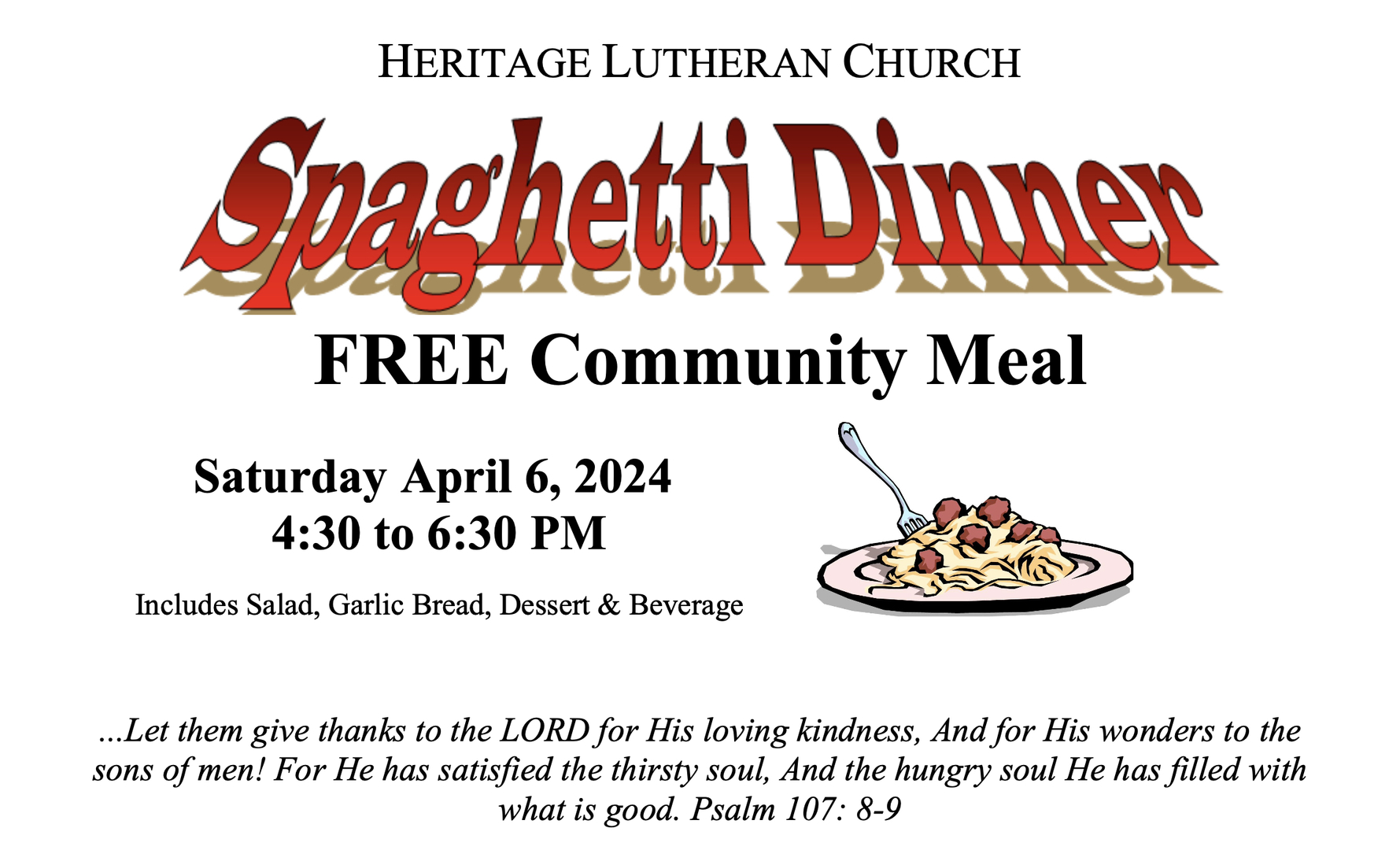 Heritage Lutheran Church - Spaghetti Dinner, Valparaiso, Indiana, United States