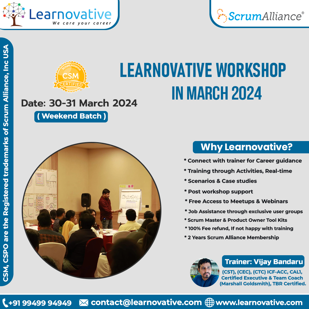 Certified Scrum Master (CSM) Certification | 30-31 March 2024 Online Training Class - Learnovative, Online Event