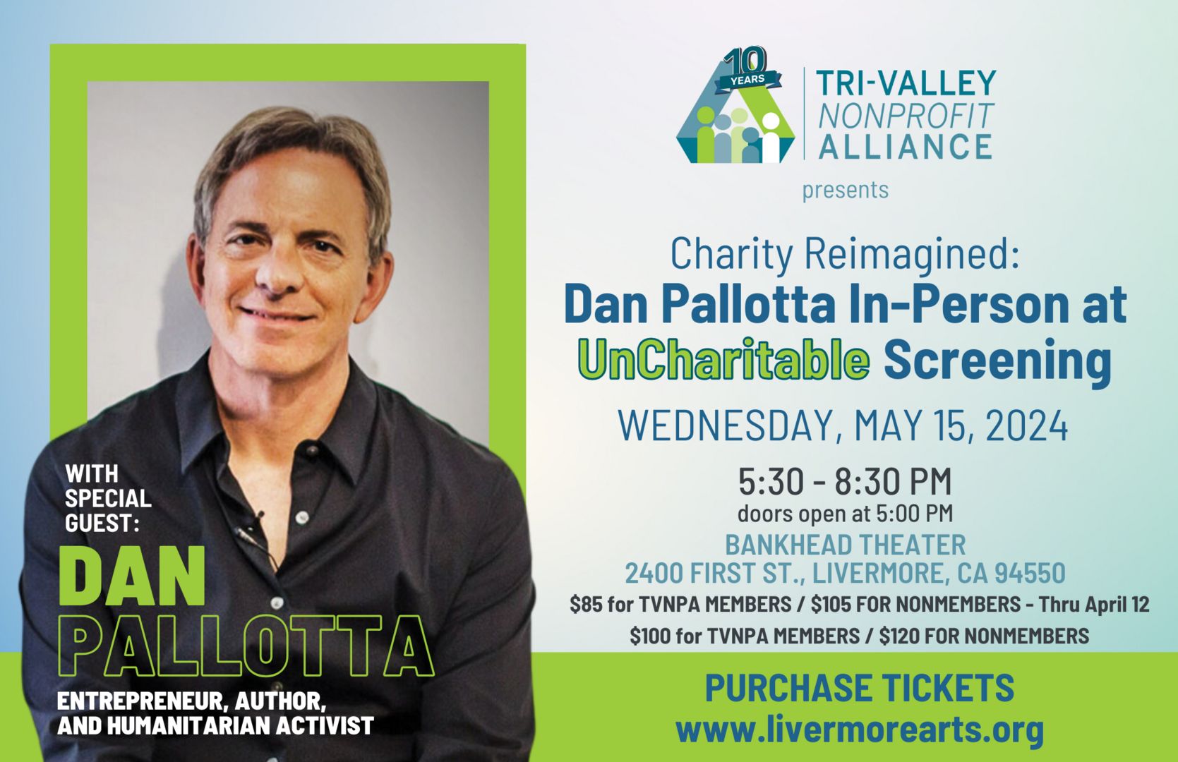 Charity Reimagined - Screening of Uncharitable with Dan Pallotta in-person, Livermore, California, United States