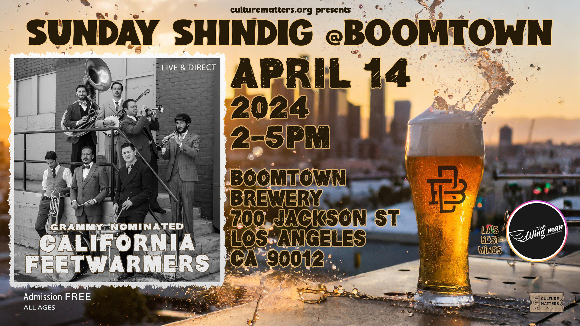 culturematters.org presents Sunday Shindig @ Boomtown Brewing on April 14, 2024, Los Angeles, California, United States