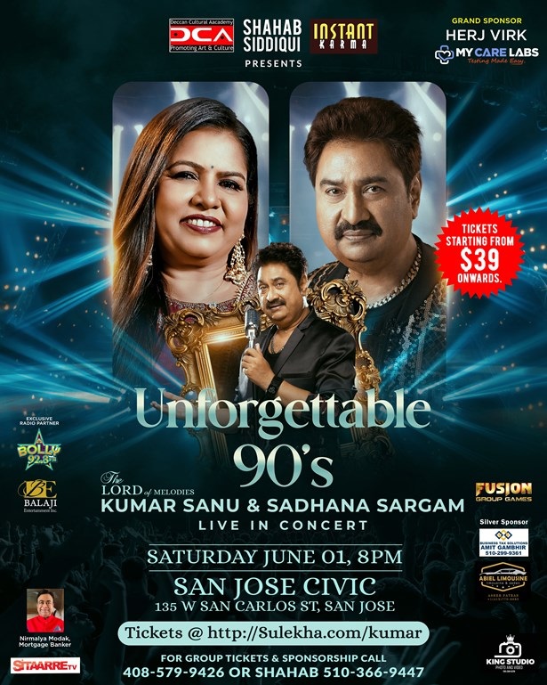 Unforgettable 90s- Kumar Sanu and Sadhana Sargam Live in Concert Bay Area, San Jose, California, United States