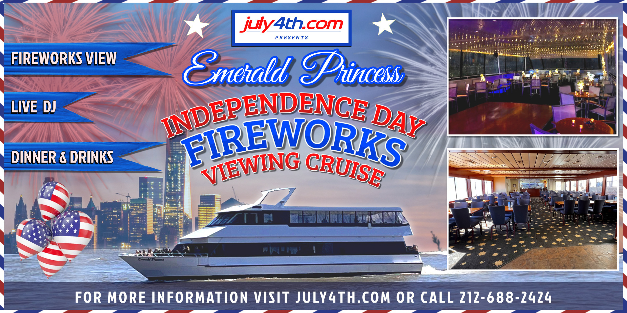 July 4th Family Fireworks Cruise Aboard the Emerald Princess Yacht, New York, United States