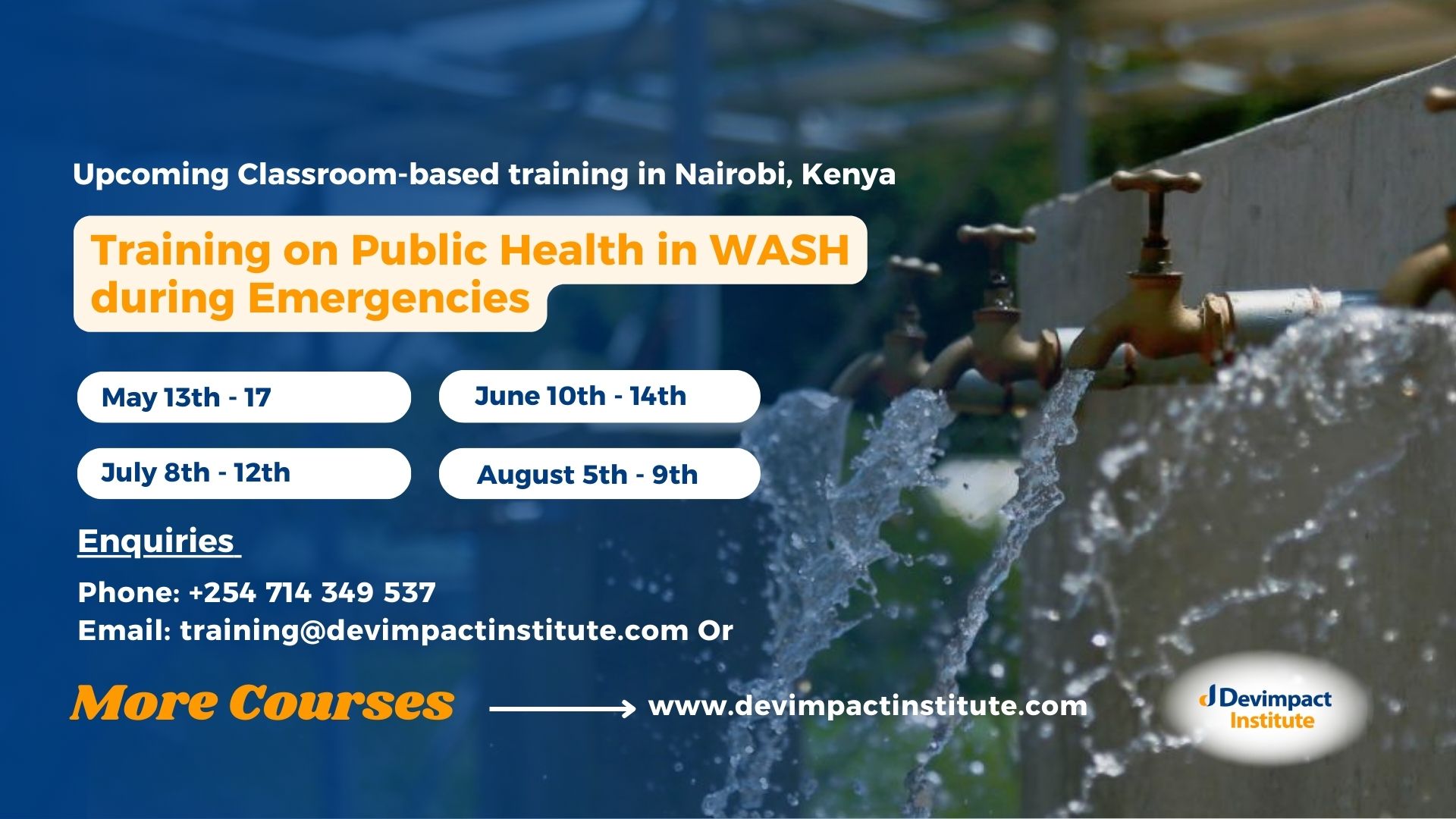 Training on Public Health in WASH during Emergencies, Devimpact Institute, Nairobi, Kenya