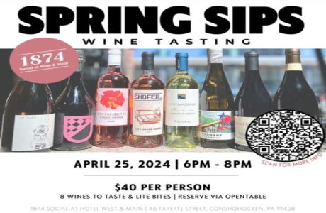 Spring Sips Wine Tasting at 1874 Social, Conshohocken, Pennsylvania, United States