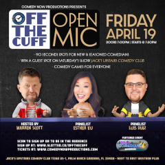 Esther Ku -OFF THE CUFF - Attend a FREE Taping of a Comedy Reality Event