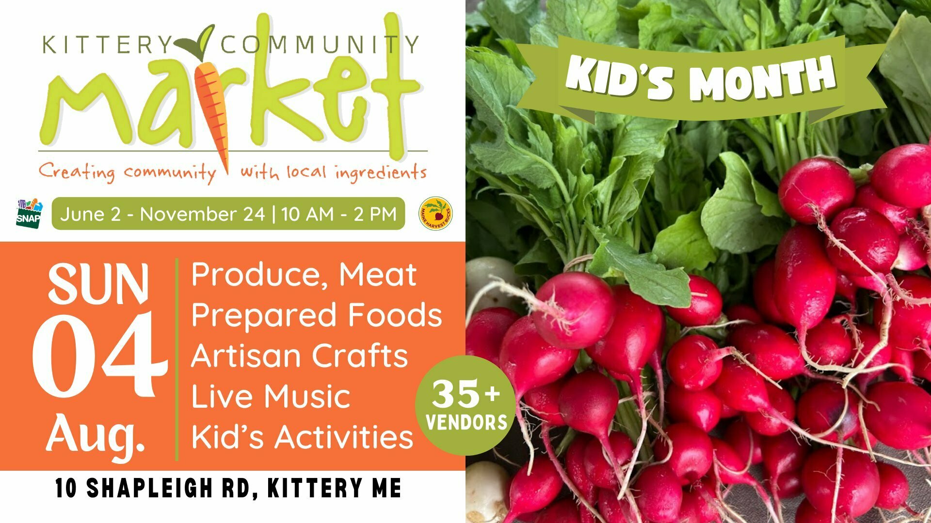 Kittery Community Market | Sunday, Aug 4 | 10-2 PM, Kittery, Maine, United States