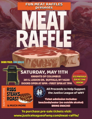 the Amazing Meat Raffle hosted by the Justice League of WNY - May 11th, 2024
