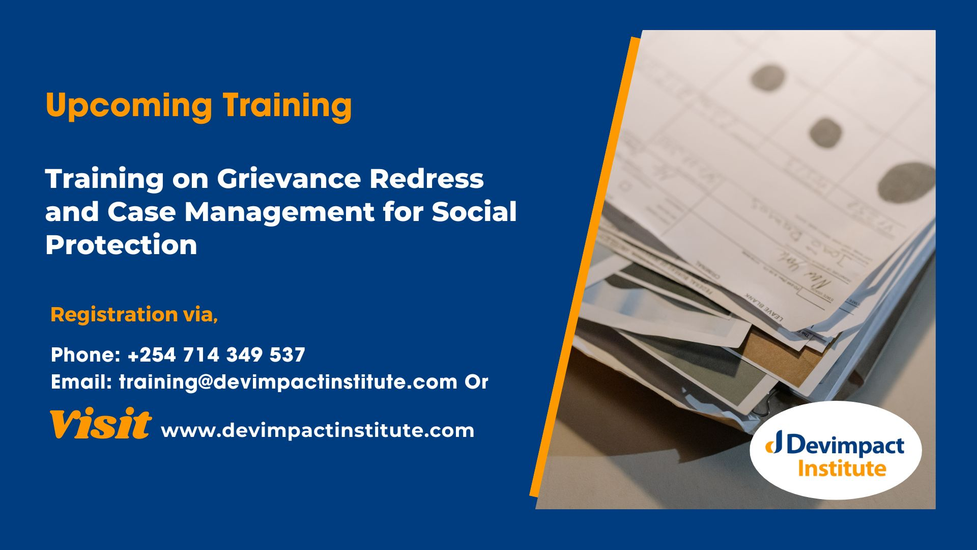 Training on Grievance Redress and Case Management for Social Protection, Devimpact Institute, Nairobi, Kenya