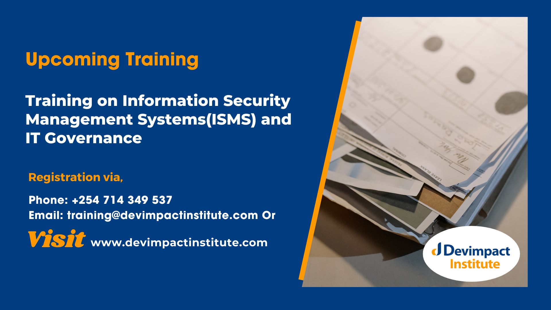 Training on Information Security Management Systems(ISMS) and IT Governance, Devimpact Institute, Nairobi, Kenya