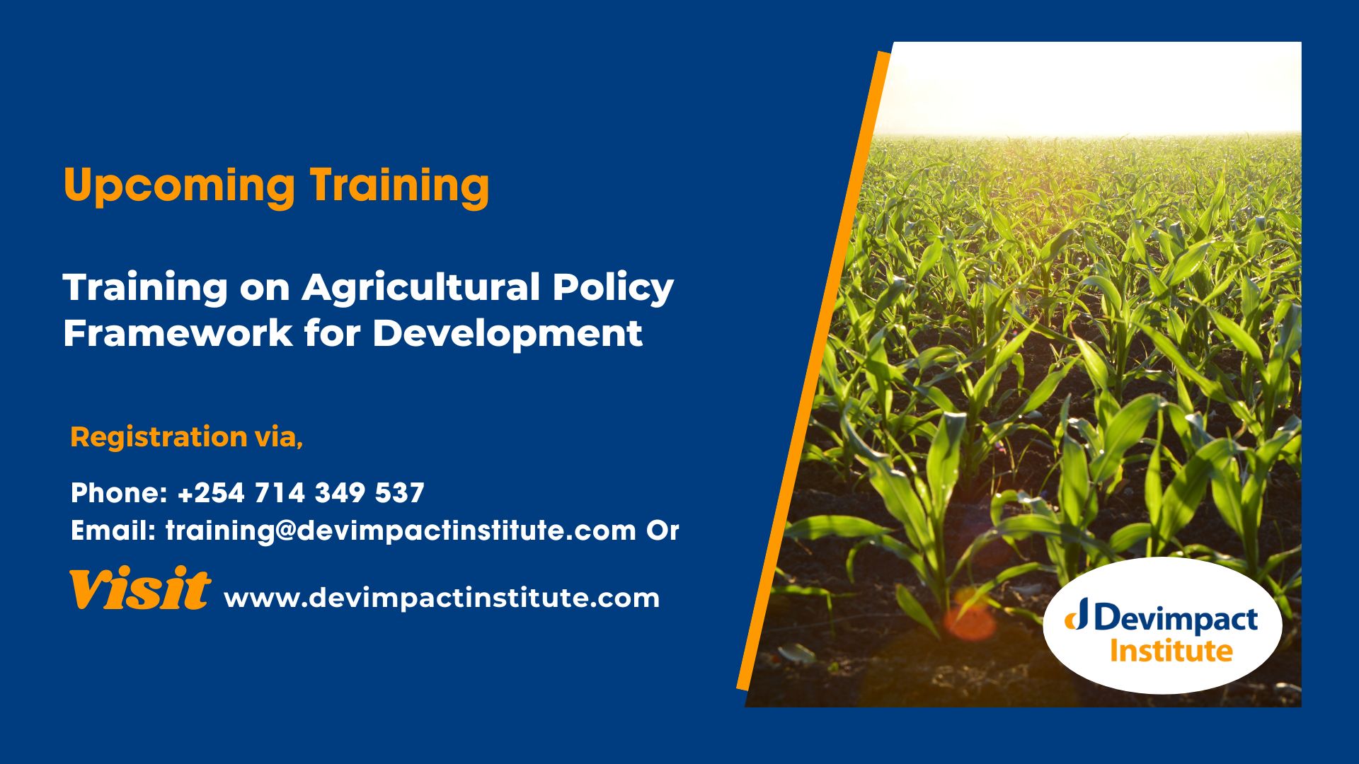 Training on Agricultural Policy Framework for Development, Devimpact Institute, Nairobi, Kenya