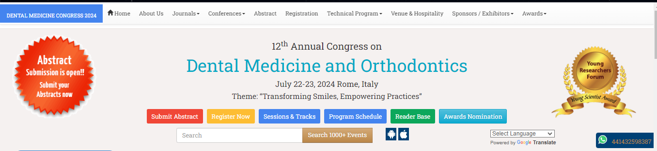 12th Annual Congress on  Dental Medicine and Orthodontics, Roma, Italy
