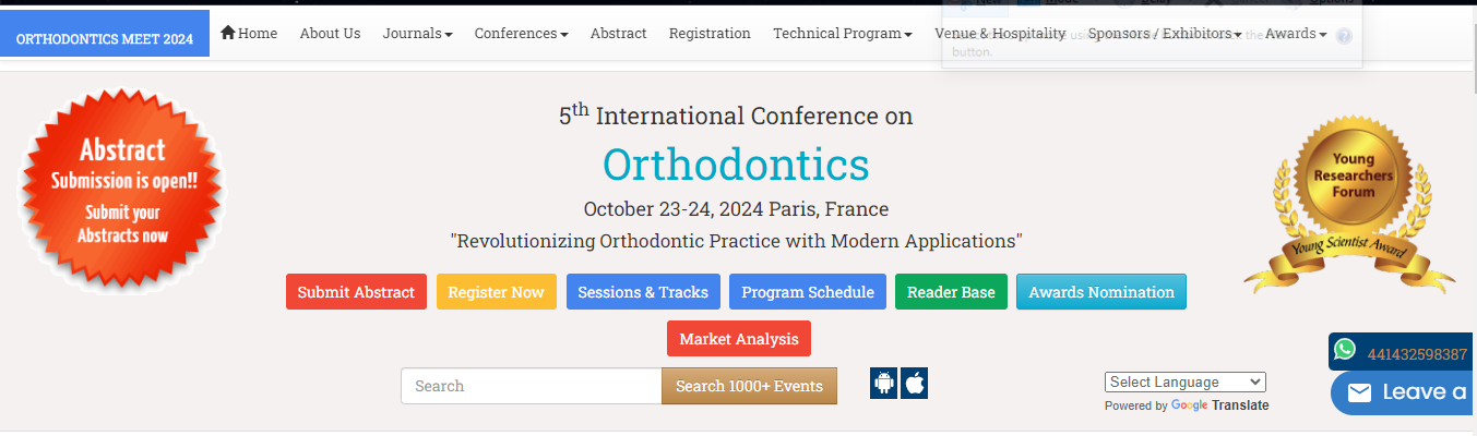 5th International Conference on  Orthodontics, Paris, France,Paris,France