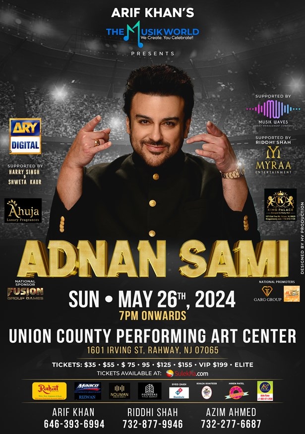 Adnan Sami Live in New Jersey 2024 - May 26th, Ocean, New Jersey, United States
