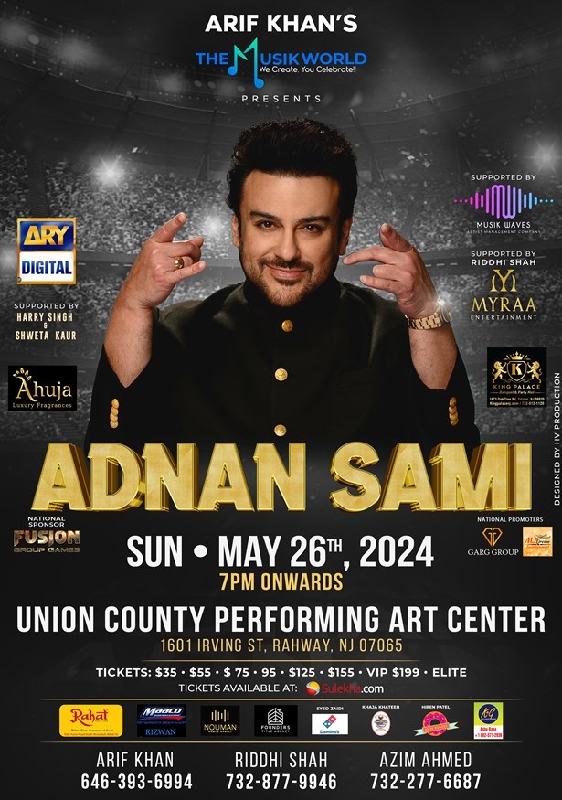 Adnan Sami Live in New Jersey 2024 - May 26th, Ocean, New Jersey, United States