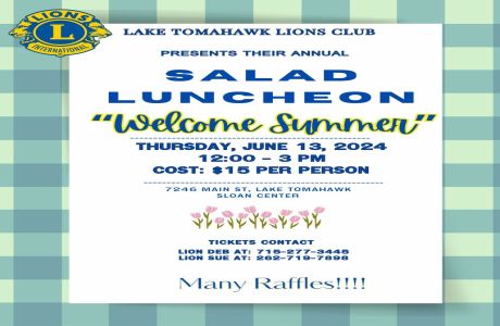 Lake Tomahawk Lions Club Salad Luncheon on Thursday, 13 June 2024, Lake Tomahawk, Wisconsin, United States