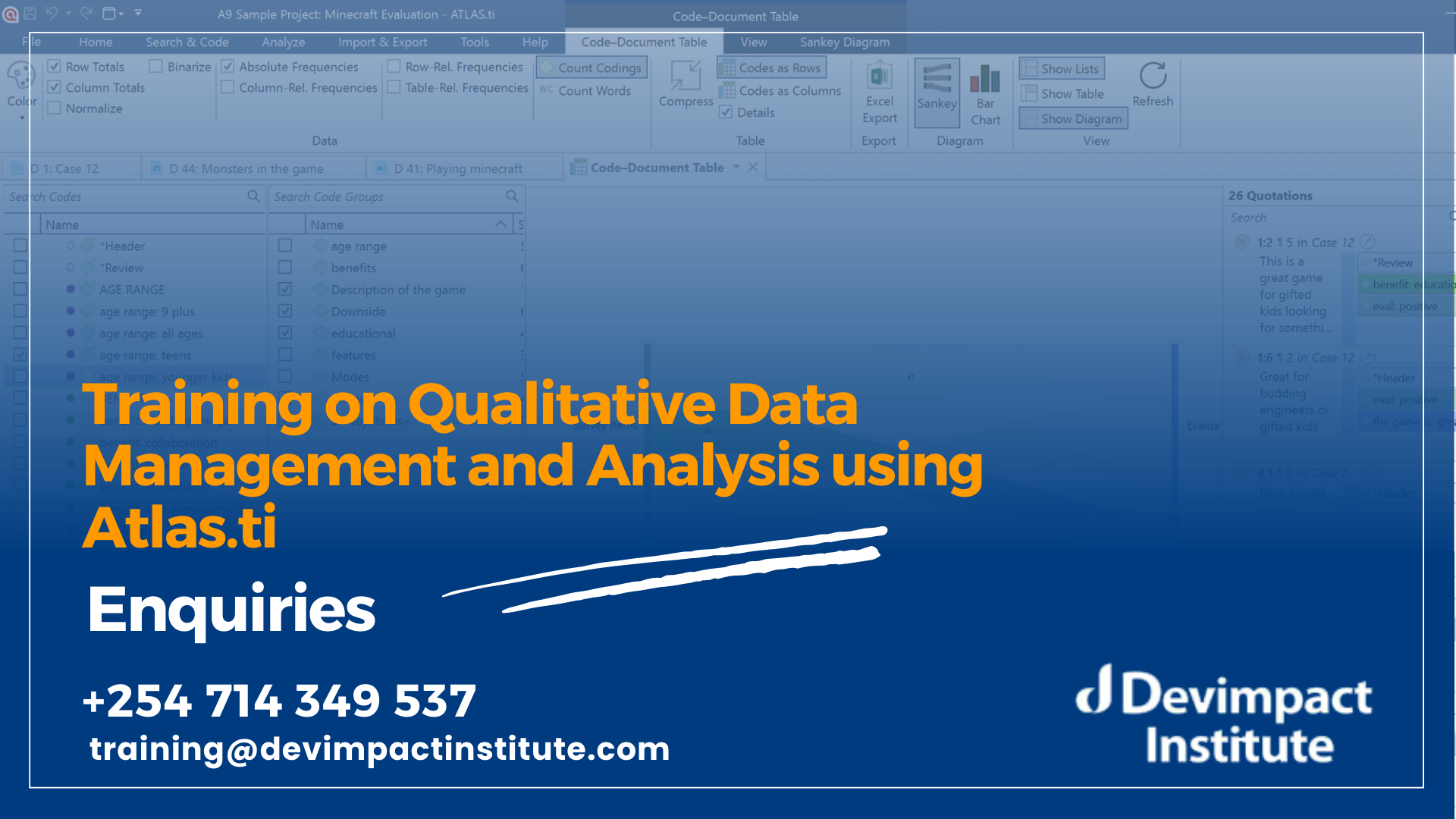 Training on Qualitative Data Management and Analysis using Atlas.ti, Devimpact Institute, Nairobi, Kenya